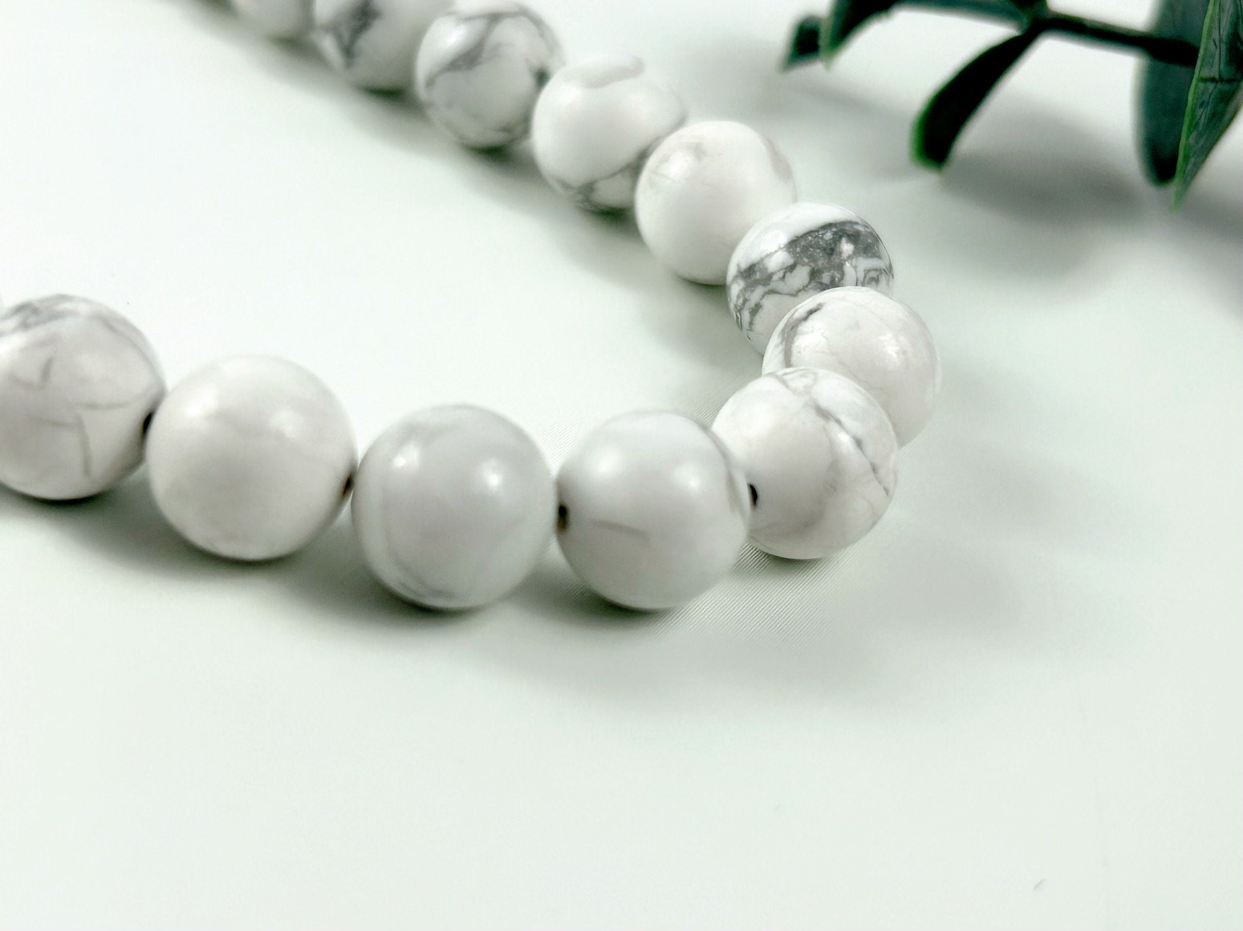 White Howlite Necklace, Beaded Necklace, Natural Stone Necklace, Gemstones Necklace, Women Necklace, Gift for Her, Handmade Necklace