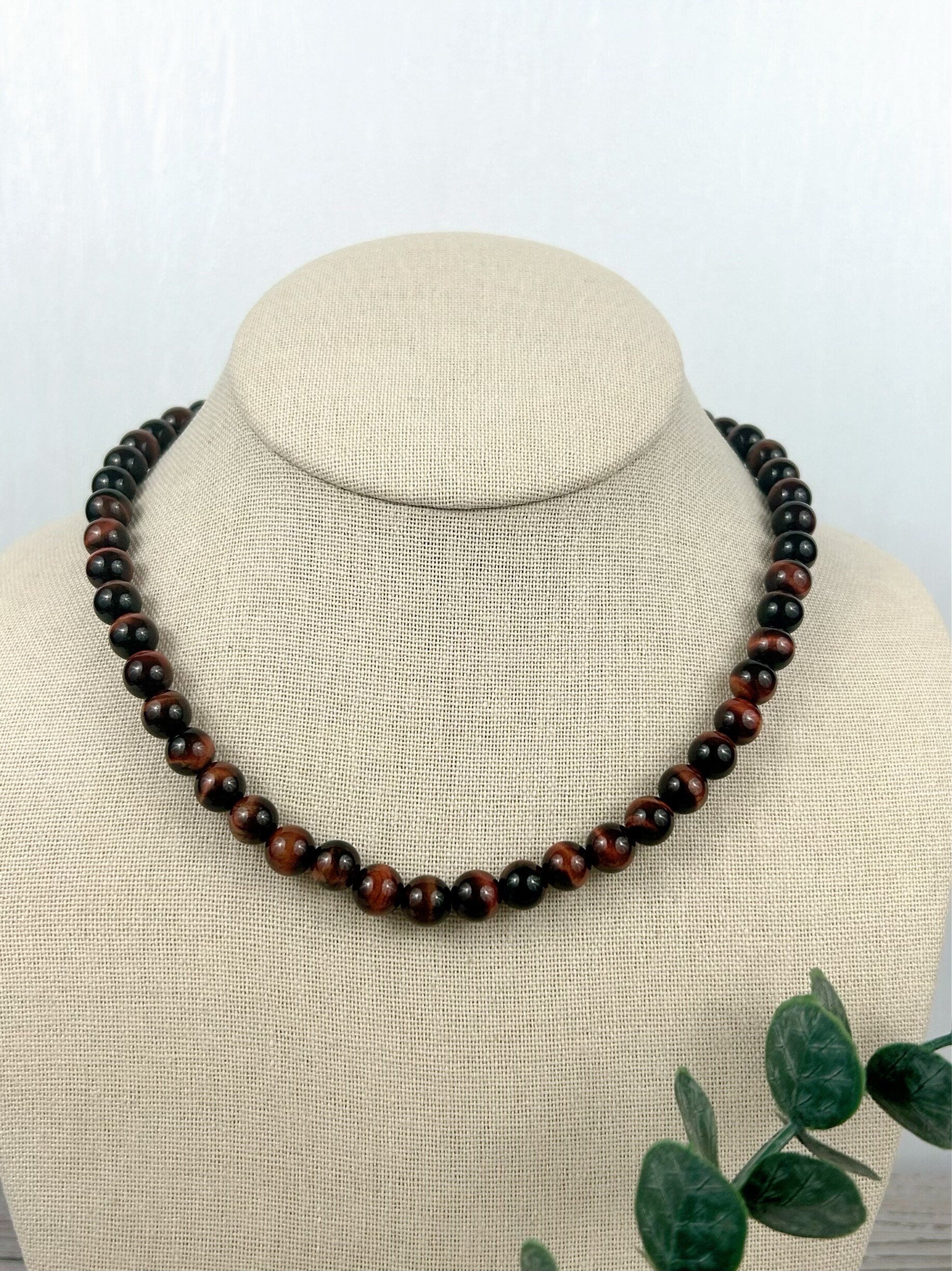 Red Tiger Eye Necklace, Gemstones Necklace, Women Beaded Necklace, Protection Jewelry, Gemstones Jewelry, Handmade Jewelry