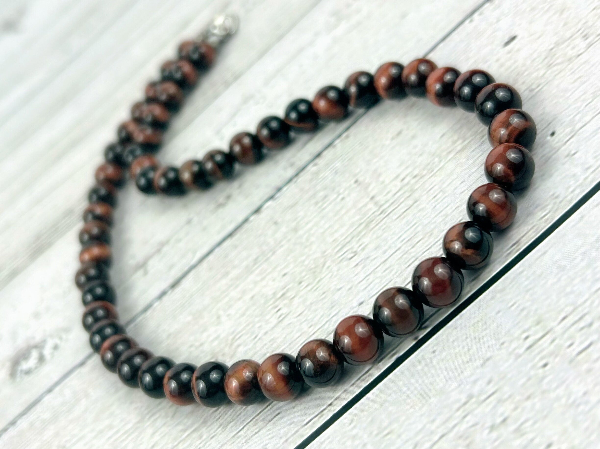 Red Tiger Eye Necklace, Gemstones Necklace, Women Beaded Necklace, Protection Jewelry, Gemstones Jewelry, Handmade Jewelry