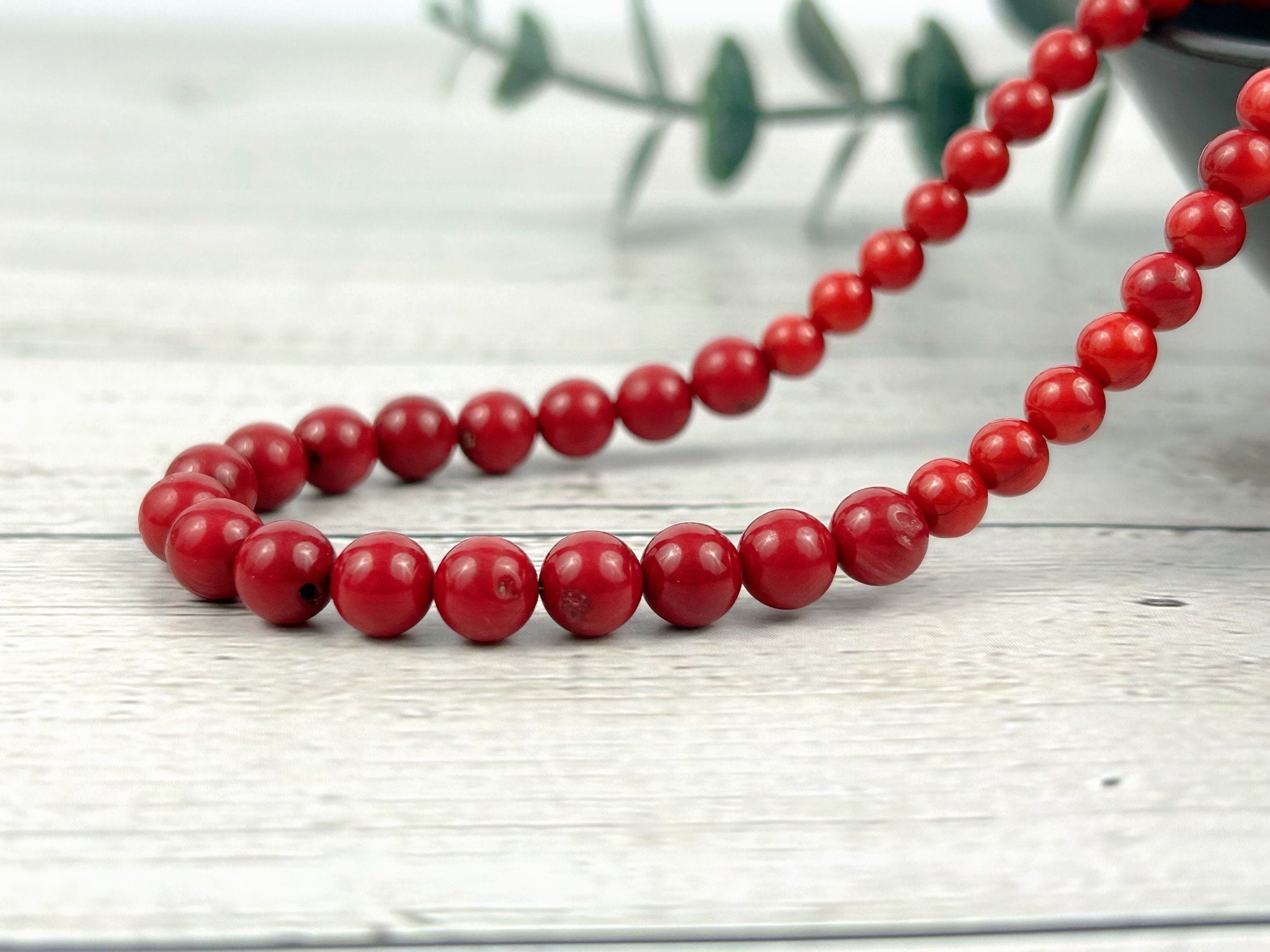 Red Coral Necklace, Beaded Necklace, Gemstones Jewelry, Healing Stone Yoga Necklace, Protection Necklace, Birthday Gift