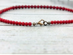 Red Coral Necklace, Beaded Necklace, Gemstones Jewelry, Healing Stone Yoga Necklace, Protection Necklace, Birthday Gift