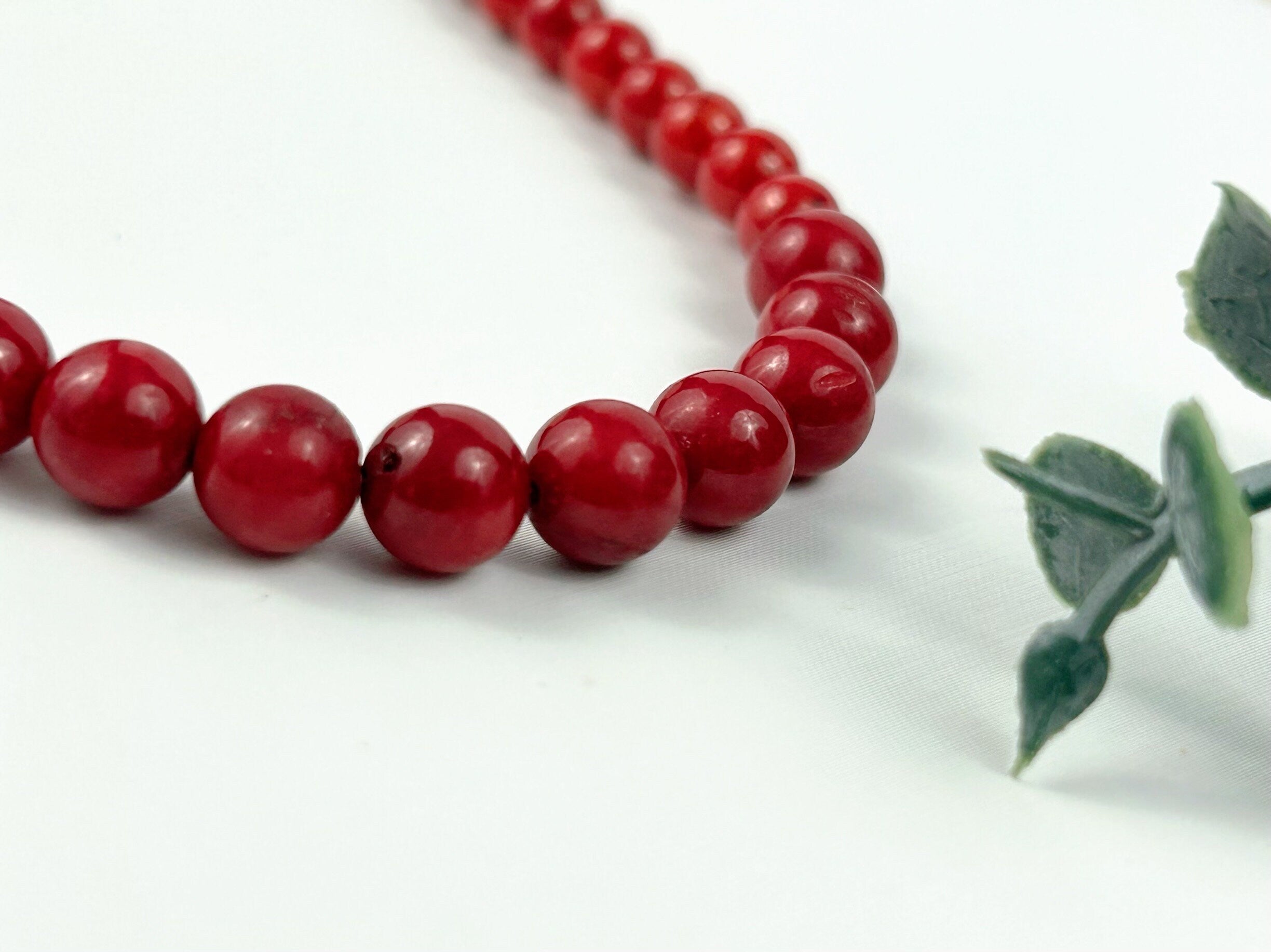 Red Coral Necklace, Beaded Necklace, Gemstones Jewelry, Healing Stone Yoga Necklace, Protection Necklace, Birthday Gift