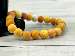 Yellow Beaded Bracelet, Energy Bracelet, Gemstone Jewelry, Yoga Gemstones, Matte Yellow Jasper, Gift for Him, Gift for Her