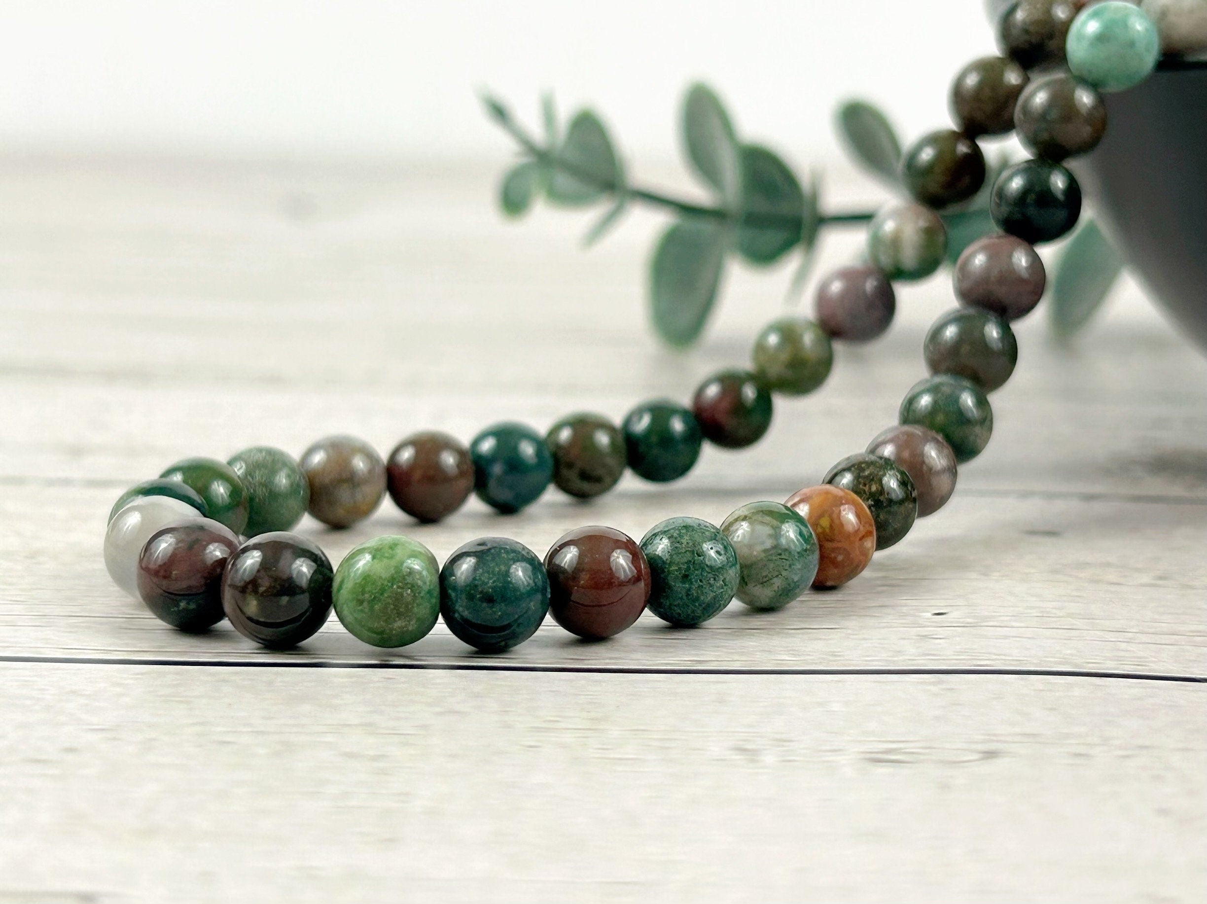 Indian Agate Necklace, Beaded Necklace, Natural Stone Necklace, Gemstones Necklace, Protection Necklace, Necklace Gift, Handmade Necklace