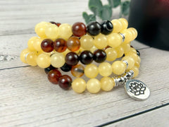 108 Mala Beads Necklace, Yellow Calcite Necklace, Dream Agate Necklace, Prayer Beads Necklace, 108 Mala Beads Bracelet, Meditation Necklace