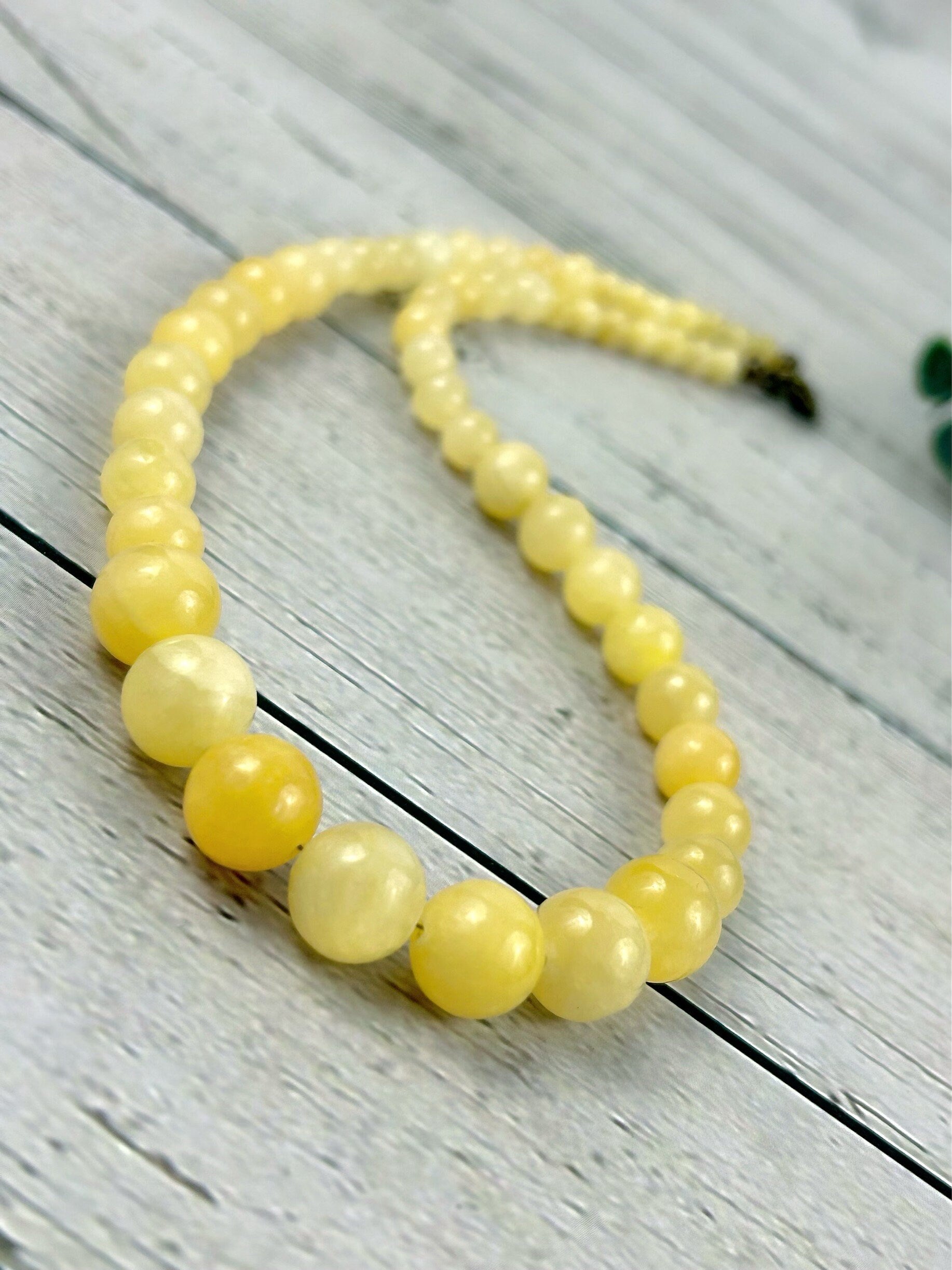 Beaded Necklace, Yellow Calcite Necklace, Energy Necklace, Luck, Love, Wisdom, Gift Her, Healing Gemstone Necklace, Personalized Necklace