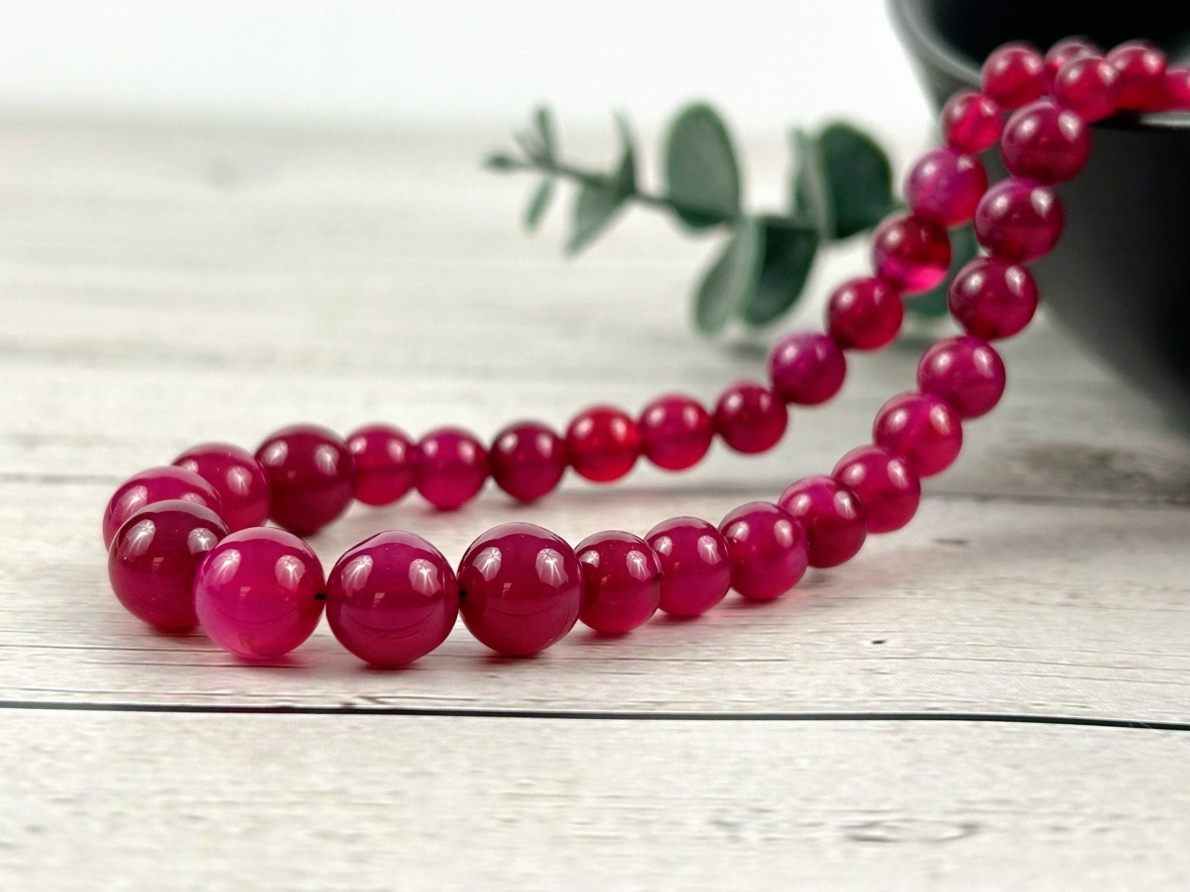 Hot Pink Chalcedony Necklace, Beaded Necklace, Natural Stone Necklace, Necklace, Elegant Necklace, Personalized Jewelry, Birthday Gift