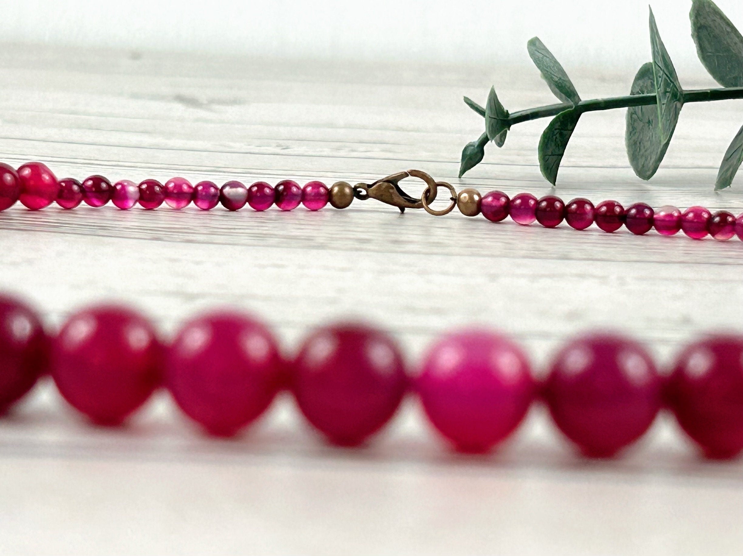 Hot Pink Chalcedony Necklace, Beaded Necklace, Natural Stone Necklace, Necklace, Elegant Necklace, Personalized Jewelry, Birthday Gift