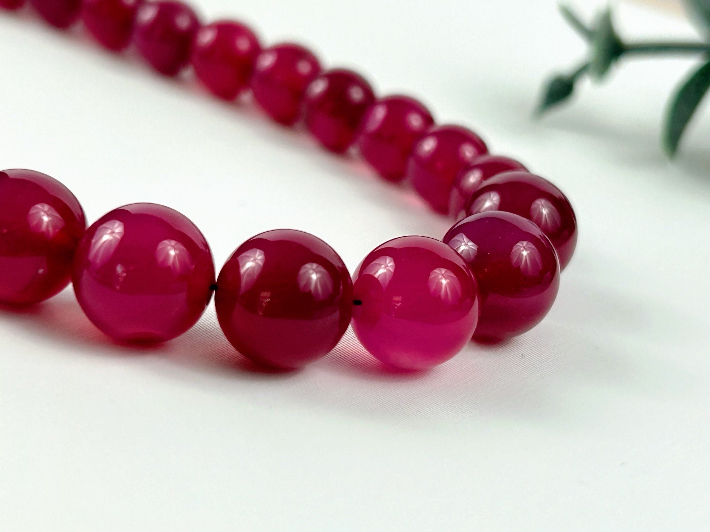 Hot Pink Chalcedony Necklace, Beaded Necklace, Natural Stone Necklace, Necklace, Elegant Necklace, Personalized Jewelry, Birthday Gift