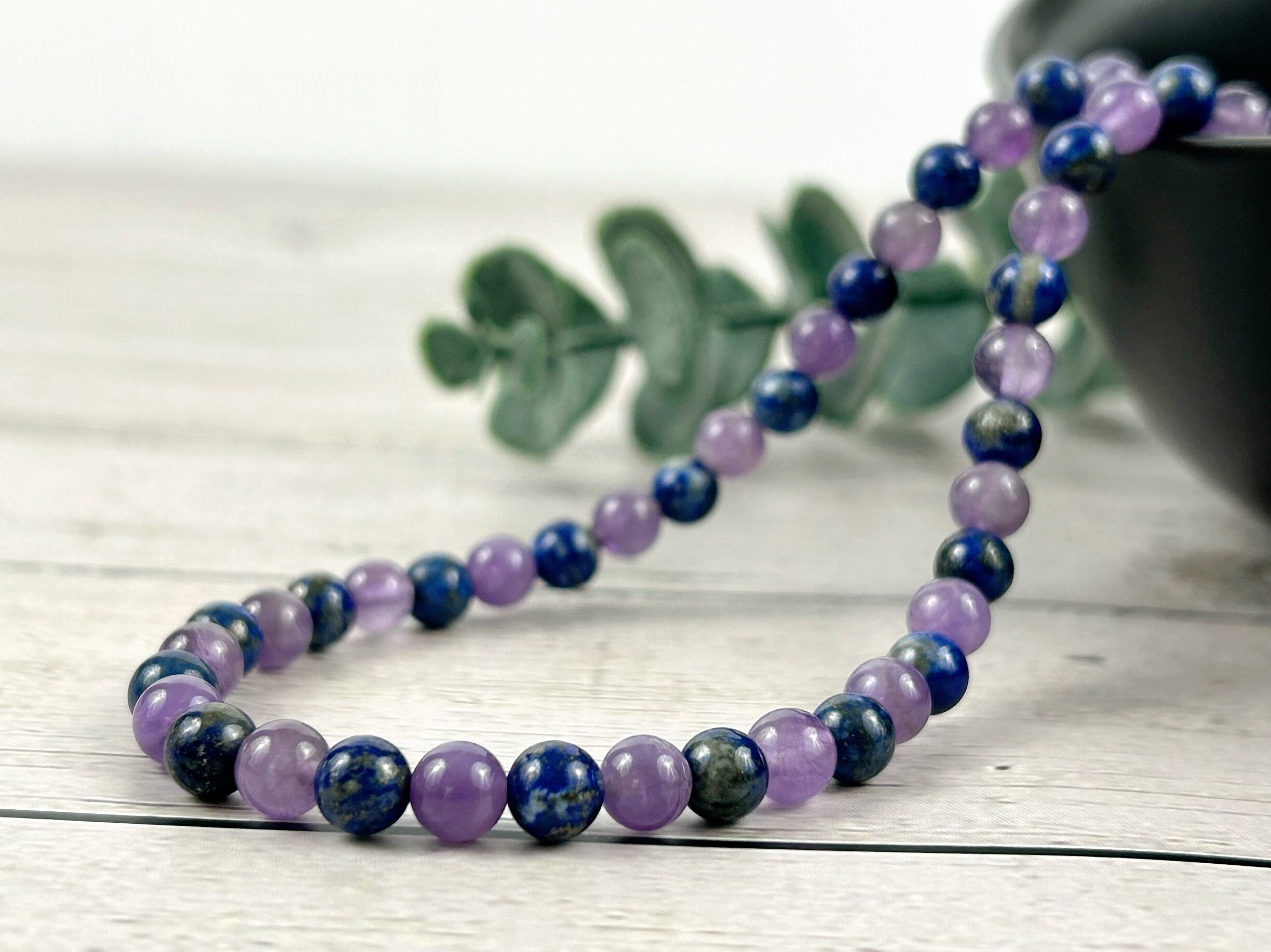 Anxiety Necklace, Lapis Lazuli Necklace, Amethyst Necklace, Energy Necklace, Protection Necklace, Beaded Necklace, Personalized Necklace
