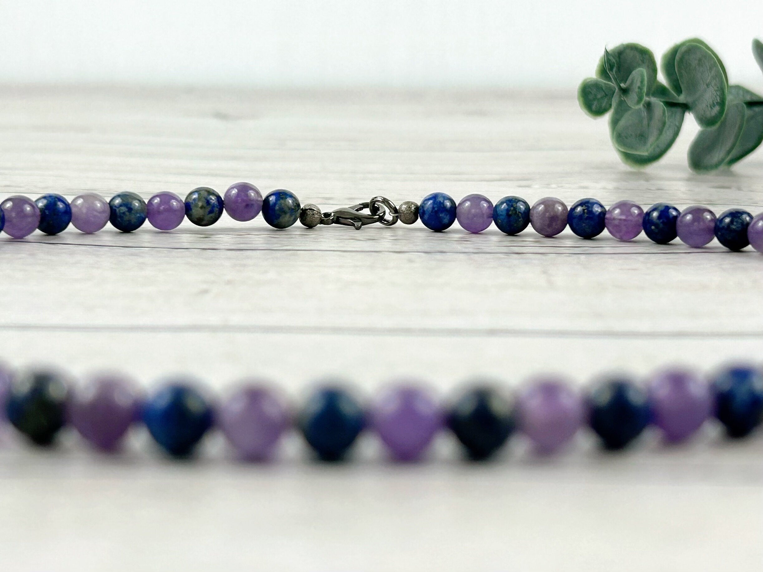 Anxiety Necklace, Lapis Lazuli Necklace, Amethyst Necklace, Energy Necklace, Protection Necklace, Beaded Necklace, Personalized Necklace