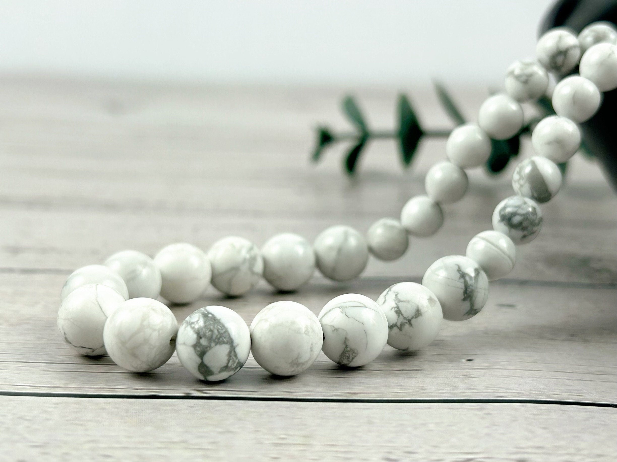 White Howlite Necklace, Beaded Necklace, Natural Stone Necklace, Gemstones Necklace, Women Necklace, Gift for Her, Handmade Necklace