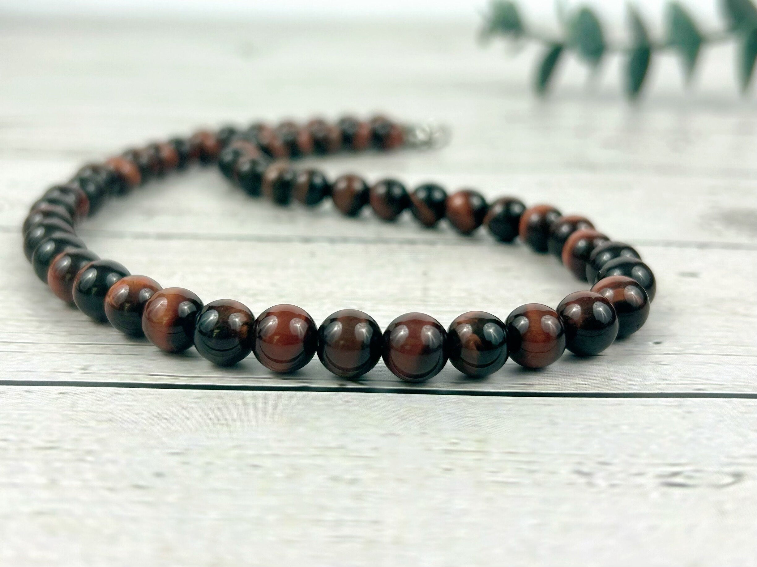 Red Tiger Eye Necklace, Gemstones Necklace, Women Beaded Necklace, Protection Jewelry, Gemstones Jewelry, Handmade Jewelry