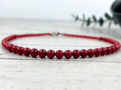 Red Coral Necklace, Beaded Necklace, Gemstones Jewelry, Healing Stone Yoga Necklace, Protection Necklace, Birthday Gift