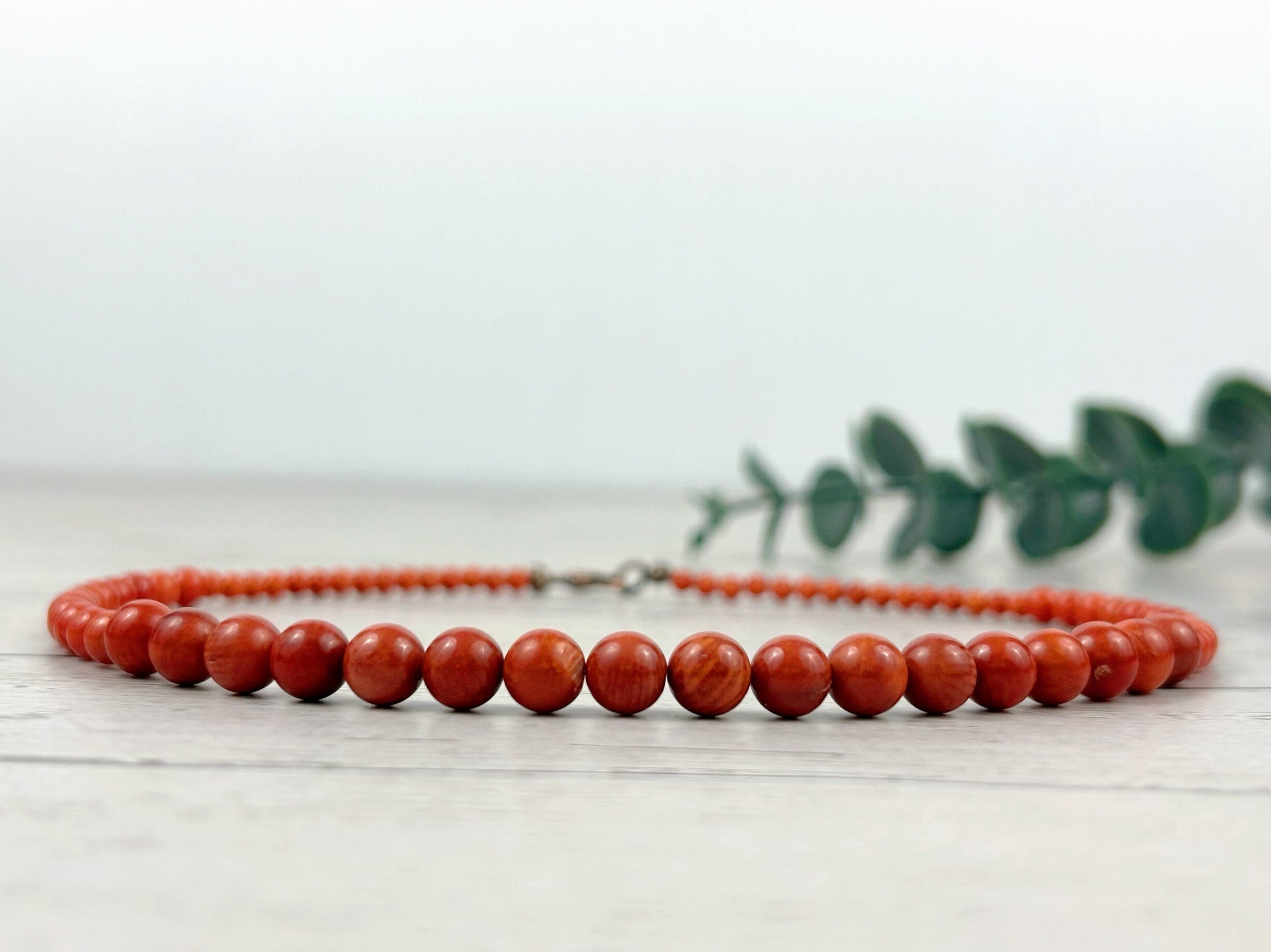 Orange Coral Necklace, Beaded Necklace, Gemstones Jewelry, Healing Stone Yoga Necklace, Protection Necklace, Birthday Gift