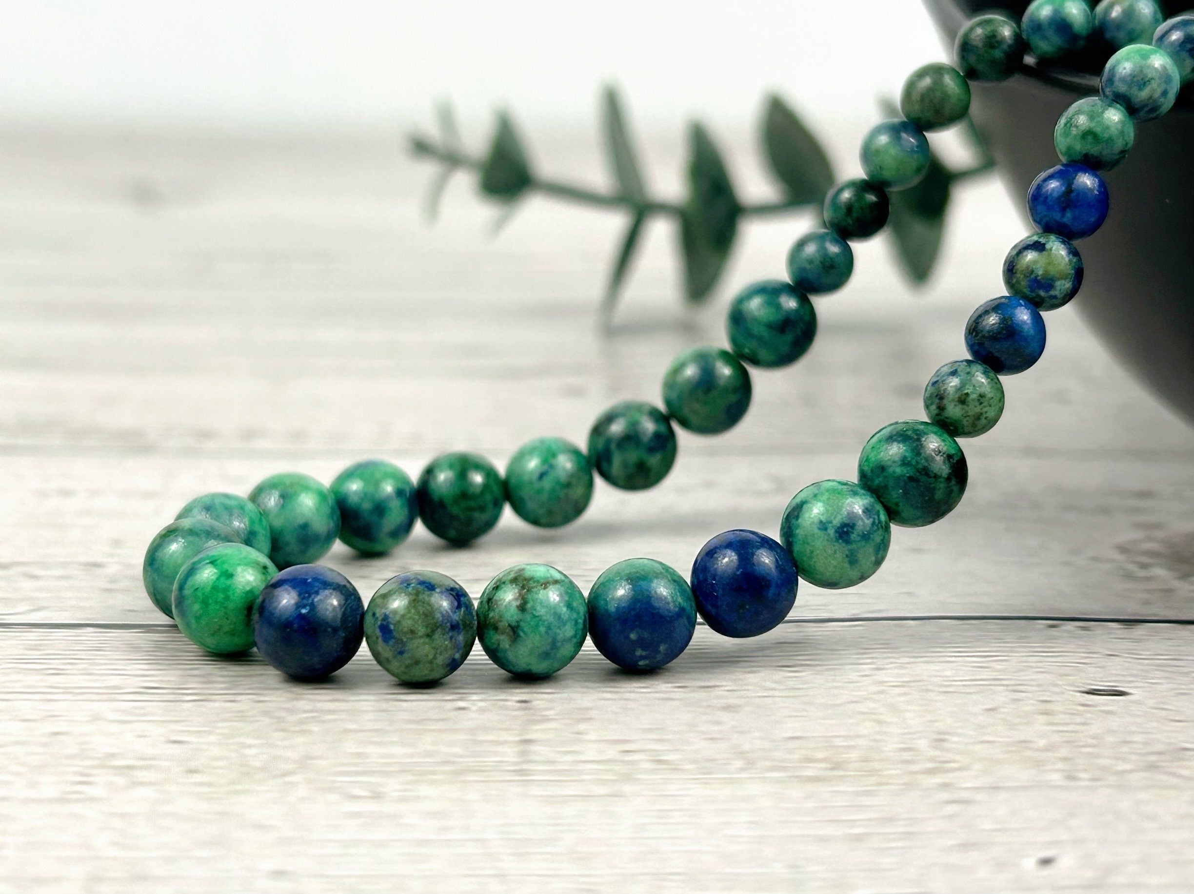 Azurite Necklace, Blue Azurite Crystal, Beaded Necklace, Energy Necklace, Natural Stone Necklace, Elegant Necklace, Personalized Jewelry