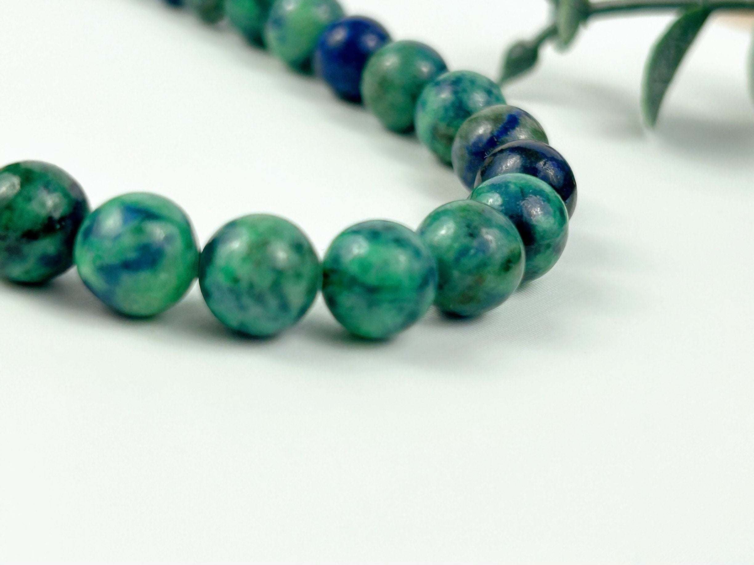 Azurite Necklace, Blue Azurite Crystal, Beaded Necklace, Energy Necklace, Natural Stone Necklace, Elegant Necklace, Personalized Jewelry