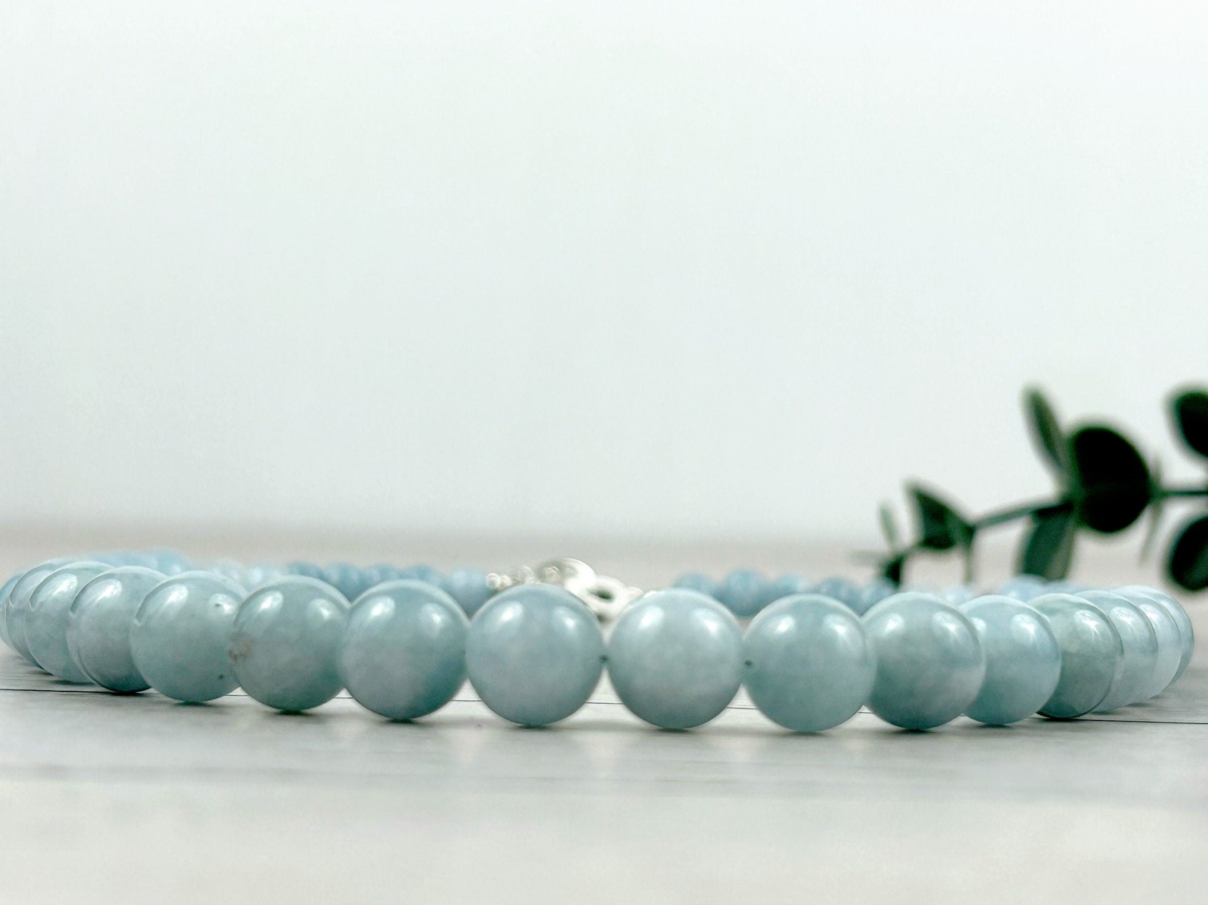 Aquamarine Necklace, Beaded Necklace, Natural Stone Necklace, Elegant Necklace, Personalized Jewelry, Birthday Gift For Her