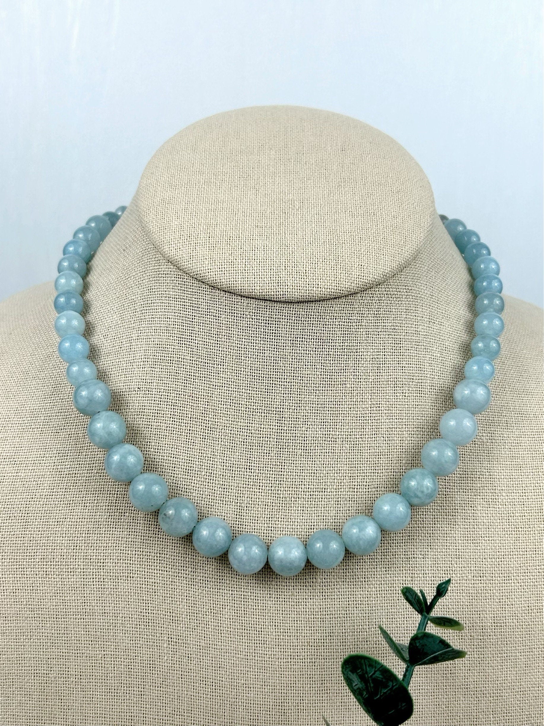 Aquamarine Necklace, Beaded Necklace, Natural Stone Necklace, Elegant Necklace, Personalized Jewelry, Birthday Gift For Her