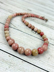 Rhodochrosite Necklace, Natural Stone Necklace for Love and Compassion, Pink Beaded Necklace, Elegant Necklace, Birthday Gift for Her