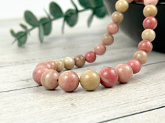 Rhodochrosite Necklace, Natural Stone Necklace for Love and Compassion, Pink Beaded Necklace, Elegant Necklace, Birthday Gift for Her