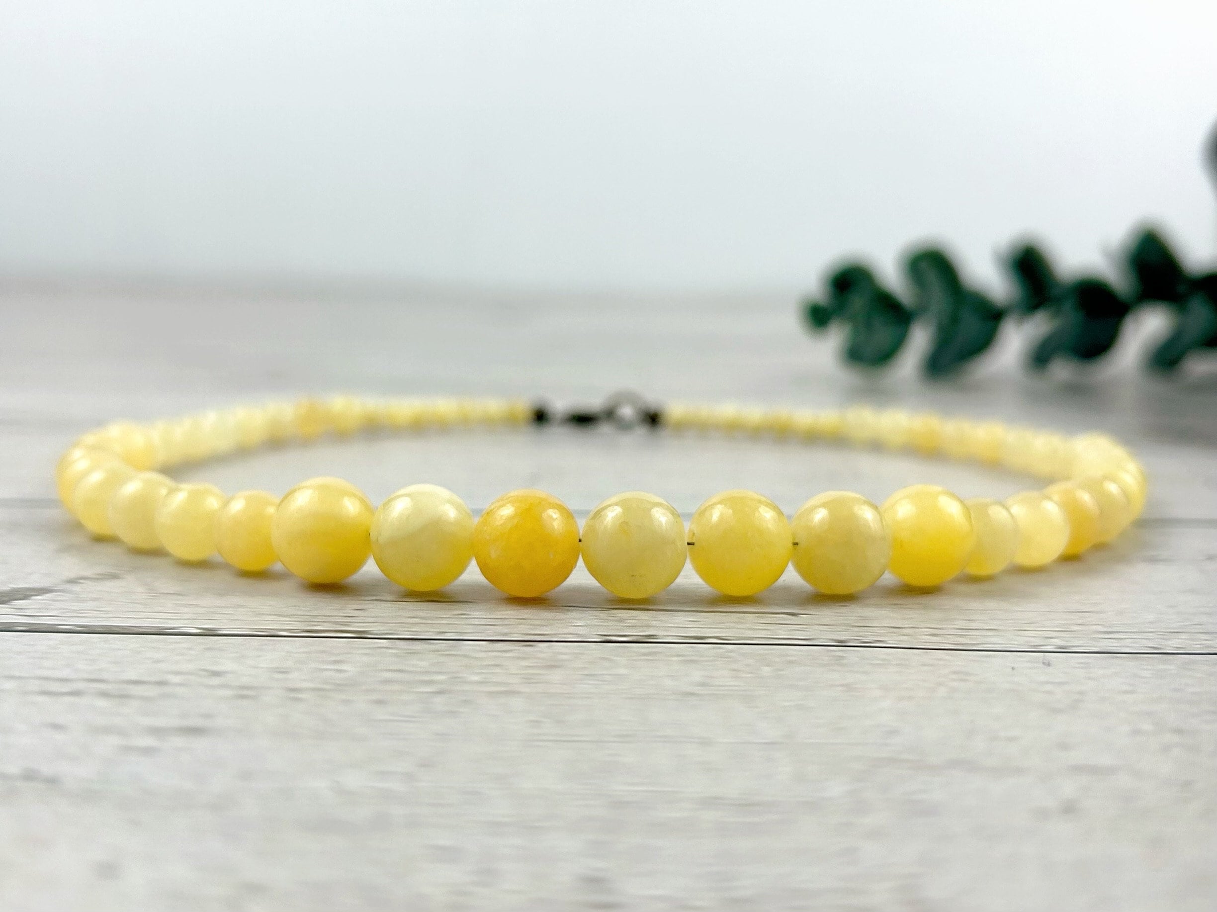 Beaded Necklace, Yellow Calcite Necklace, Energy Necklace, Luck, Love, Wisdom, Gift Her, Healing Gemstone Necklace, Personalized Necklace