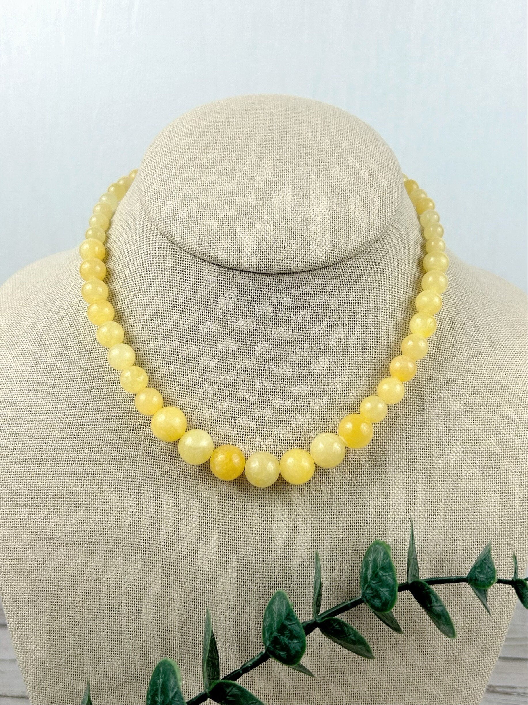 Beaded Necklace, Yellow Calcite Necklace, Energy Necklace, Luck, Love, Wisdom, Gift Her, Healing Gemstone Necklace, Personalized Necklace