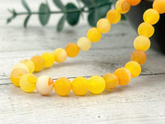 Yellow Agate Necklace, Beaded Necklace, Matte Agate, Gift for Her, Yoga Gemstone Jewelry, Personalized Necklace, Gemstone Necklace