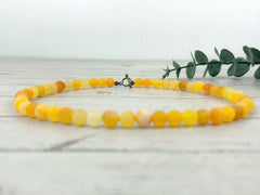 Yellow Agate Necklace, Beaded Necklace, Matte Agate, Gift for Her, Yoga Gemstone Jewelry, Personalized Necklace, Gemstone Necklace