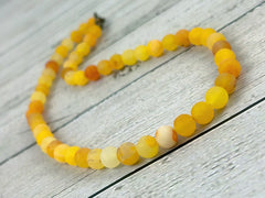 Yellow Agate Necklace, Beaded Necklace, Matte Agate, Gift for Her, Yoga Gemstone Jewelry, Personalized Necklace, Gemstone Necklace