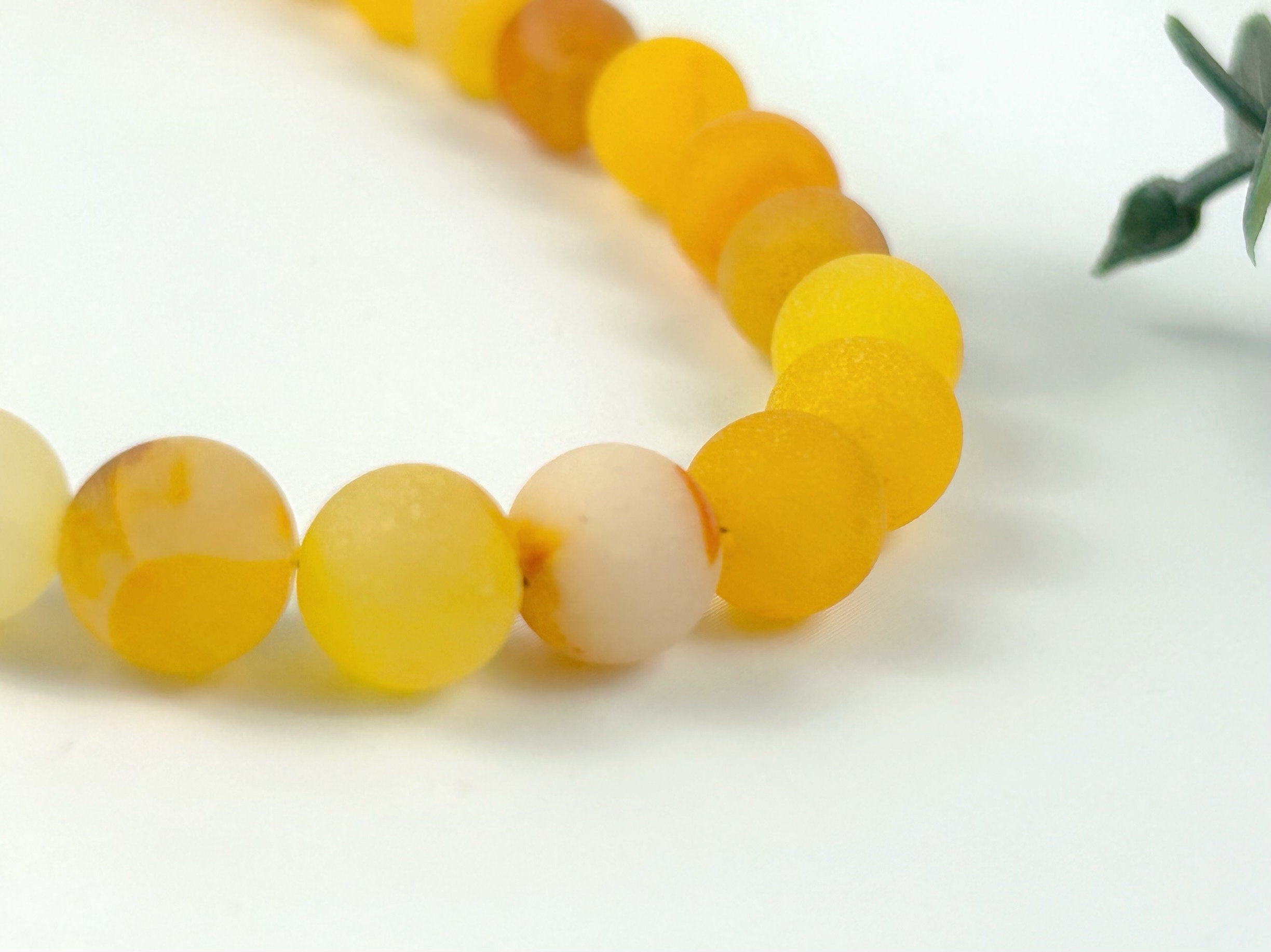Yellow Agate Necklace, Beaded Necklace, Matte Agate, Gift for Her, Yoga Gemstone Jewelry, Personalized Necklace, Gemstone Necklace