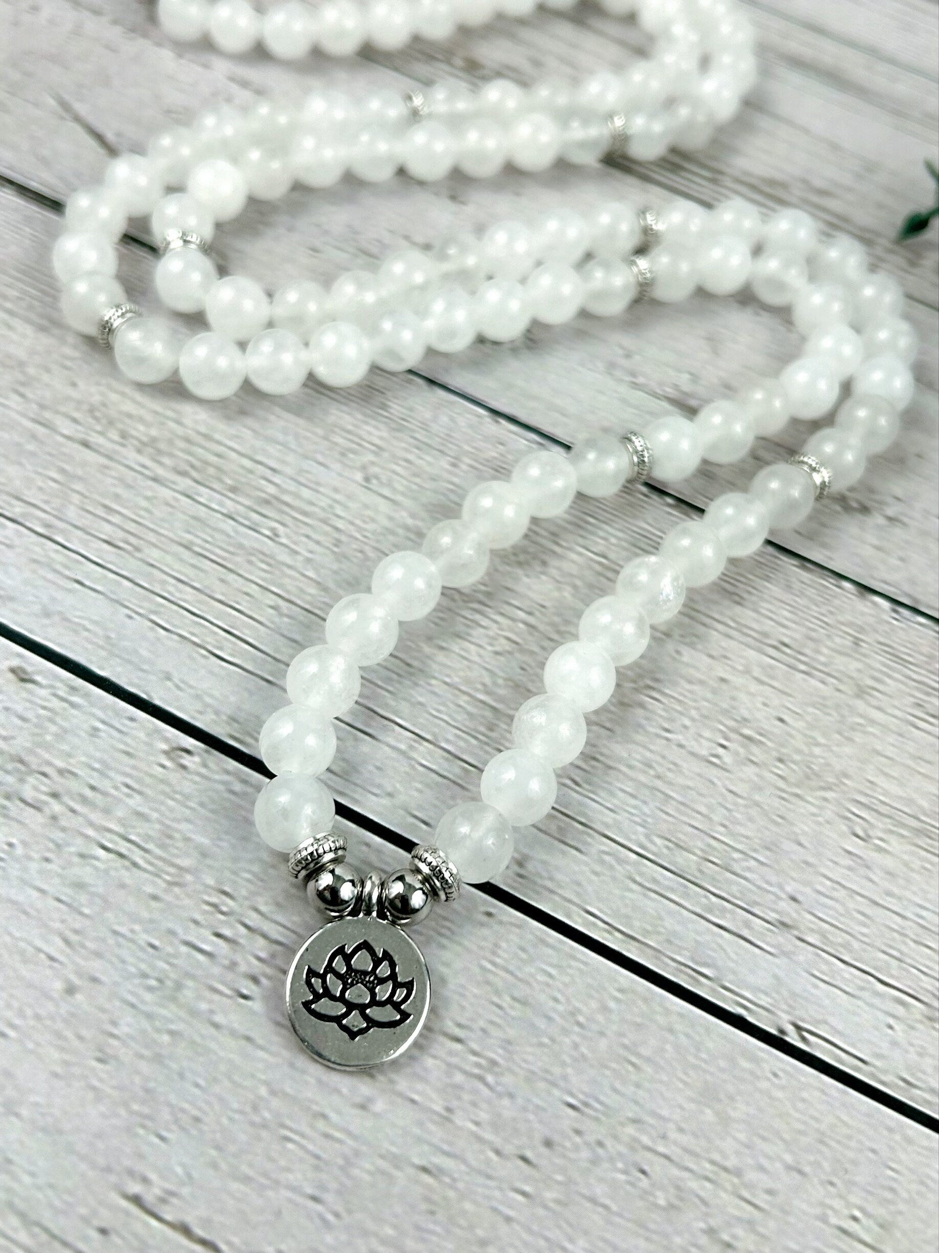 108 Mala Necklace, Moonstone Necklace, Prayer Beads, 108 Mala Beads Bracelet, Meditation Necklace, Japa Mala Necklace, Handmade Jewelry
