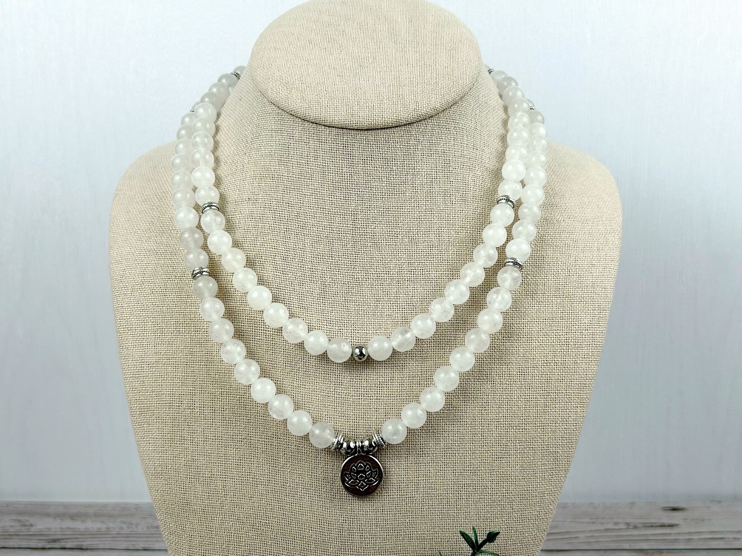 108 Mala Necklace, Moonstone Necklace, Prayer Beads, 108 Mala Beads Bracelet, Meditation Necklace, Japa Mala Necklace, Handmade Jewelry