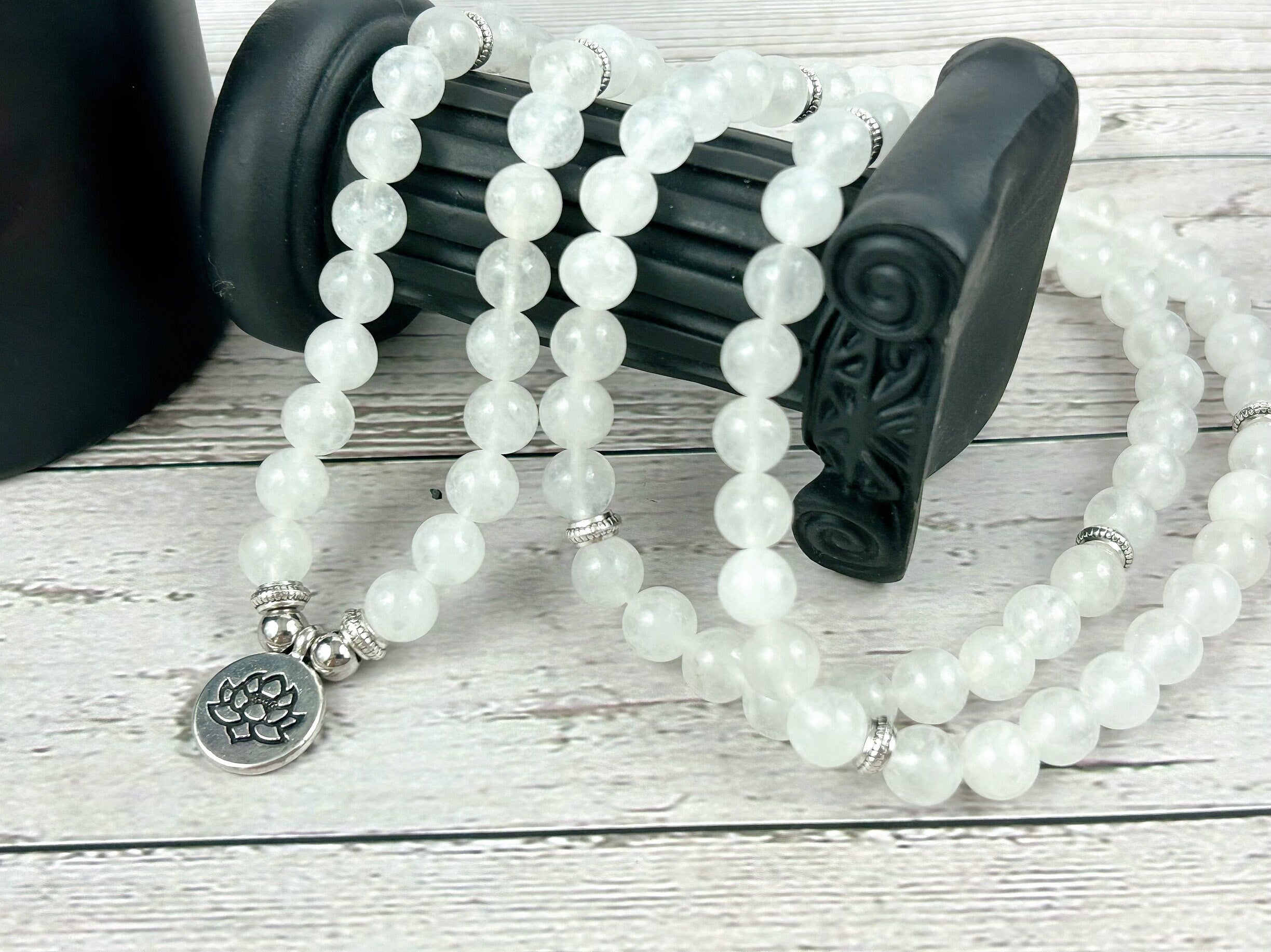 108 Mala Necklace, Moonstone Necklace, Prayer Beads, 108 Mala Beads Bracelet, Meditation Necklace, Japa Mala Necklace, Handmade Jewelry