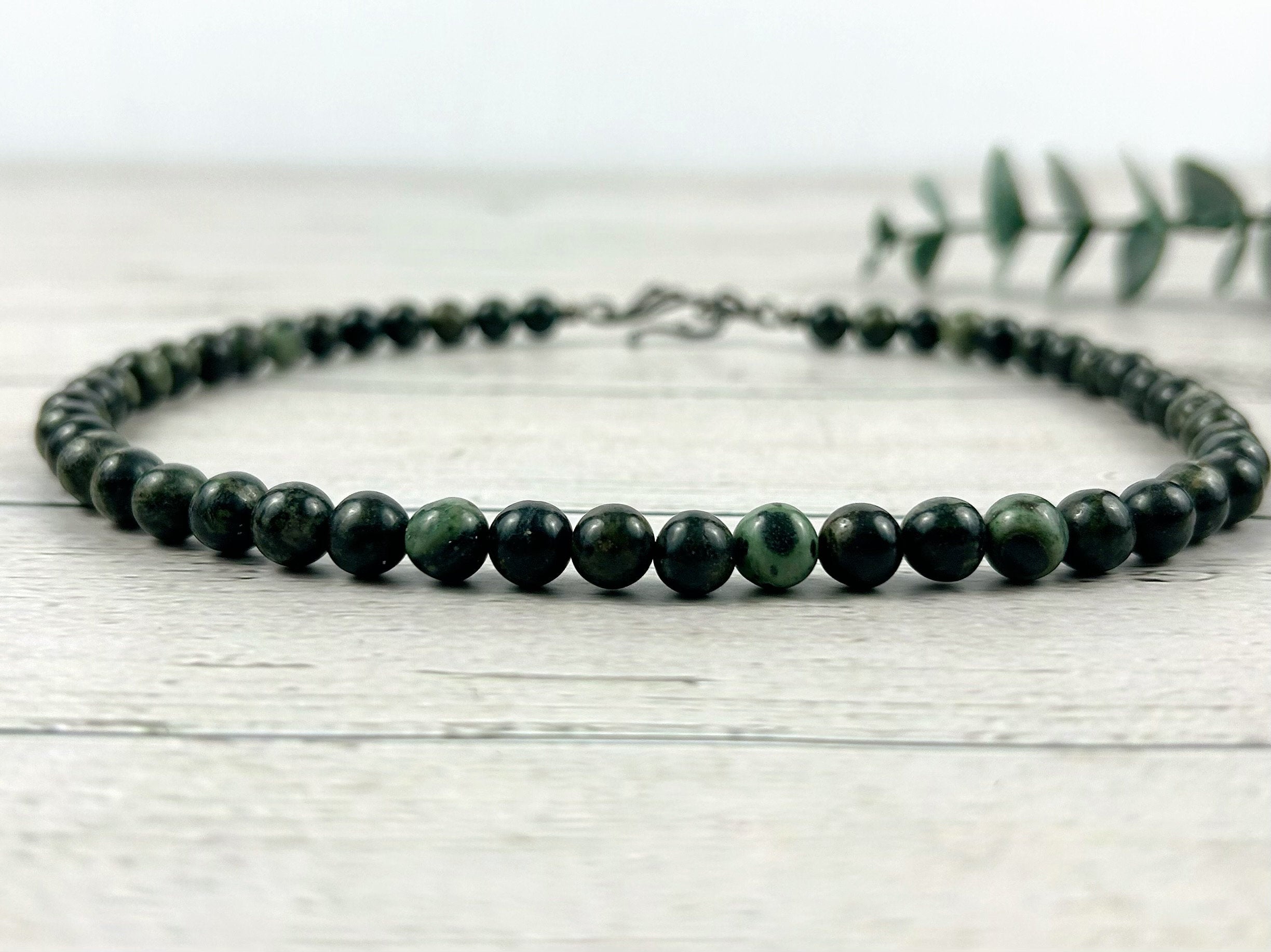 Green Beaded Necklace, African Turquoise Necklace, Natural Stone Necklace, Gemstones Necklace, Necklace Gift for Her, Handmade Jewelry