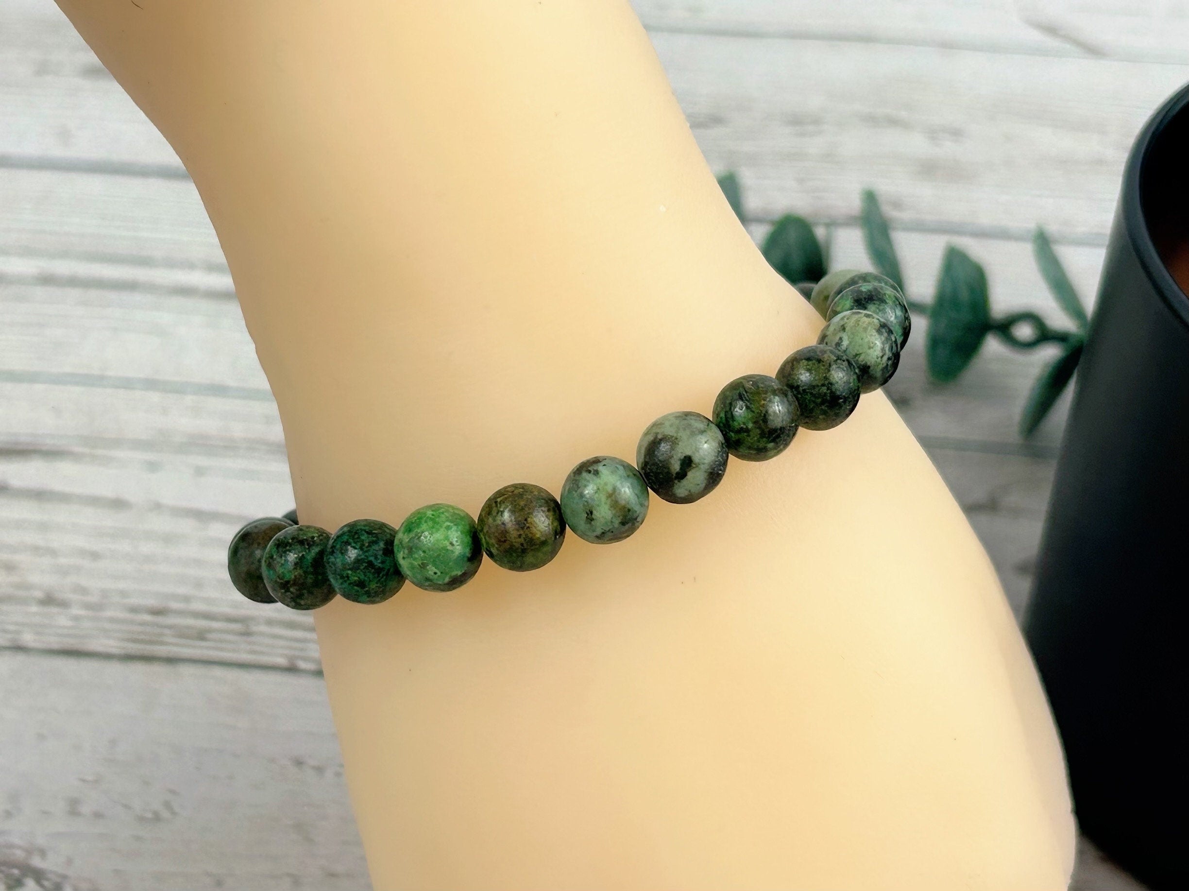 African Turquoise Bracelet, Abundance Bracelet, Natural Stone Bracelet, Green Turquoise Bracelet, Gemstone Bracelet, Earth Bracelet