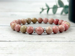 Anxiety Bracelet, Rhodochrosite Bracelet, Love Attraction Bracelet, Healing Bracelet, Gemstone Bracelet, Bracelet for Women, Pink Beaded