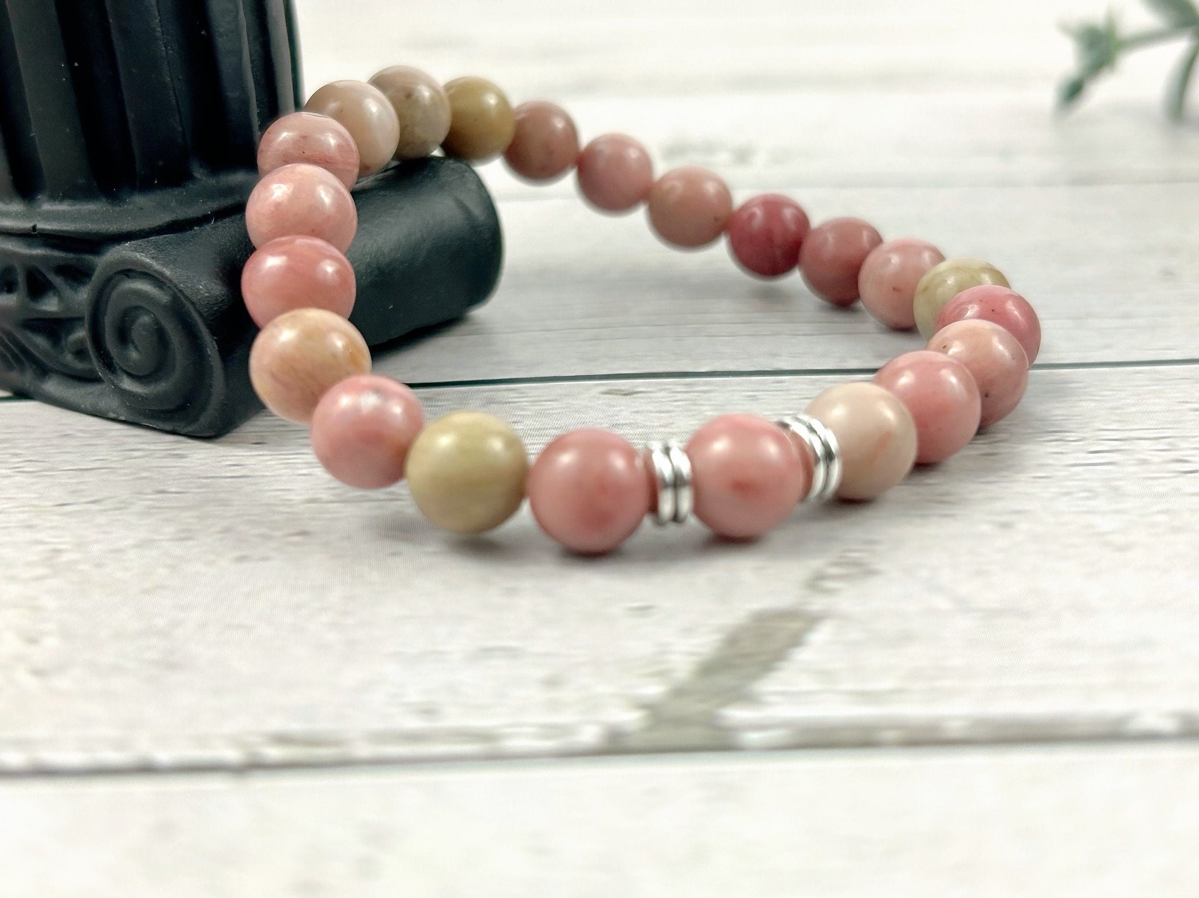 Anxiety Bracelet, Rhodochrosite Bracelet, Love Attraction Bracelet, Healing Bracelet, Gemstone Bracelet, Bracelet for Women, Pink Beaded