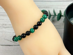 Protection Bracelet, Malachite Bracelet, Black Onyx Bracelet, Gemstone Bracelet, Beaded Bracelet, Birthday Gift for Her, Gift for Him