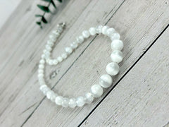 Selenite Necklace, White Beaded Necklace, Reiki Necklace, Positive Energy, Gemstones Jewelry, Healing Stone Yoga Necklace,