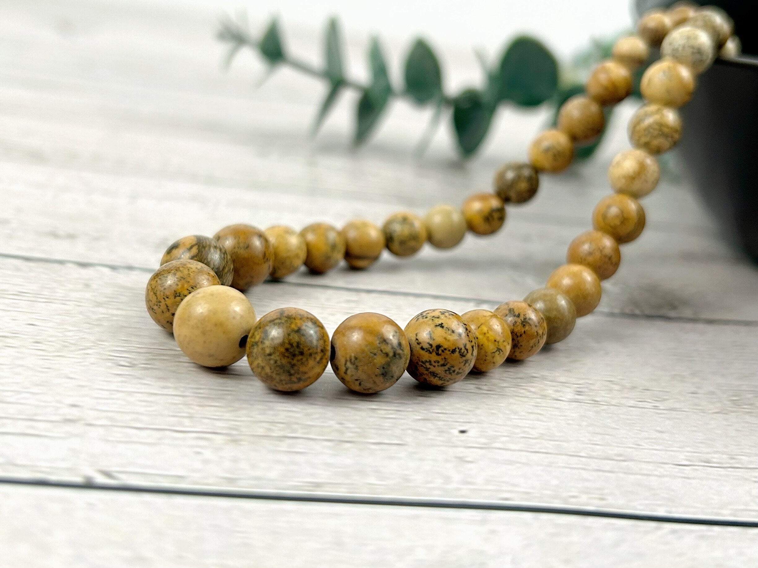 Picture Jasper Necklace, Beaded Necklace, Earth Necklace, Personalized Necklace, Energy Necklace, Handmade Necklace, Birthday Gift