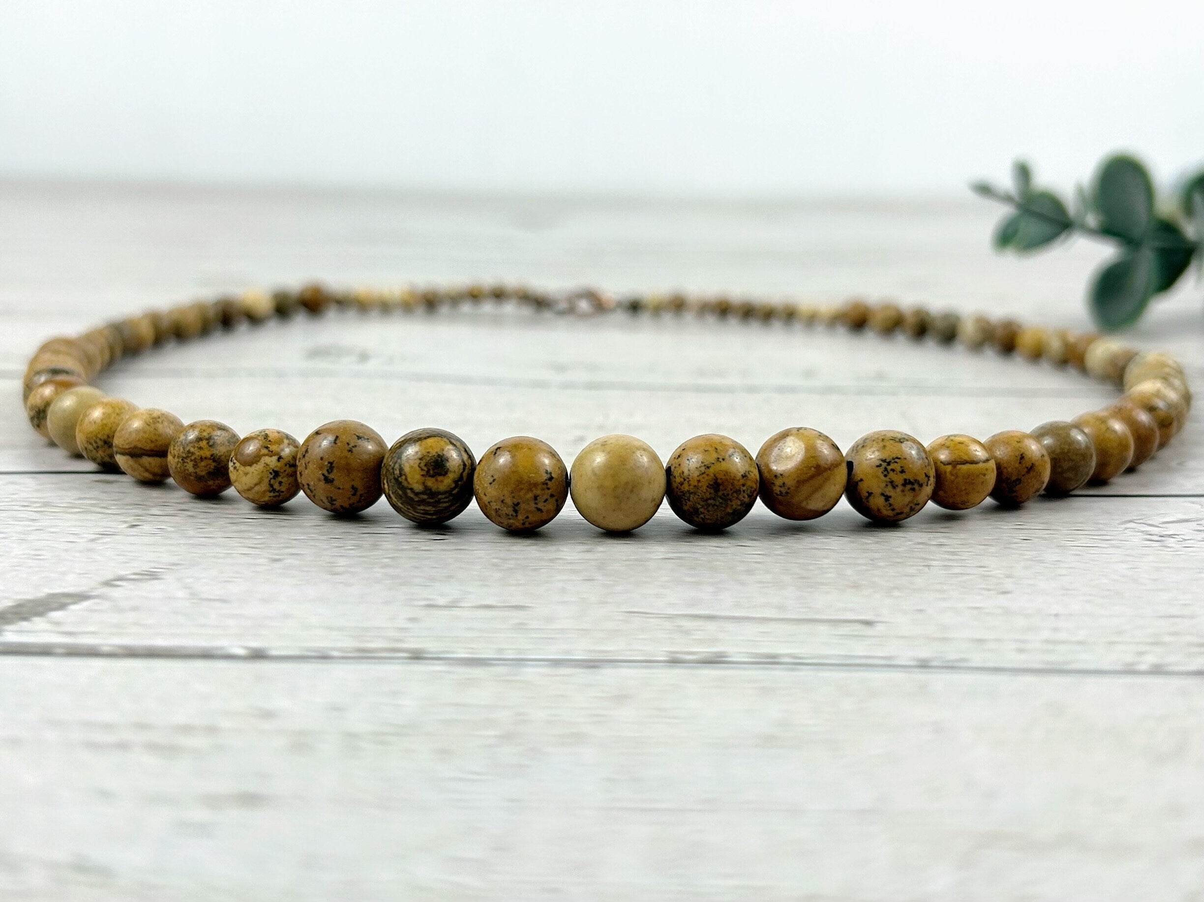 Picture Jasper Necklace, Beaded Necklace, Earth Necklace, Personalized Necklace, Energy Necklace, Handmade Necklace, Birthday Gift