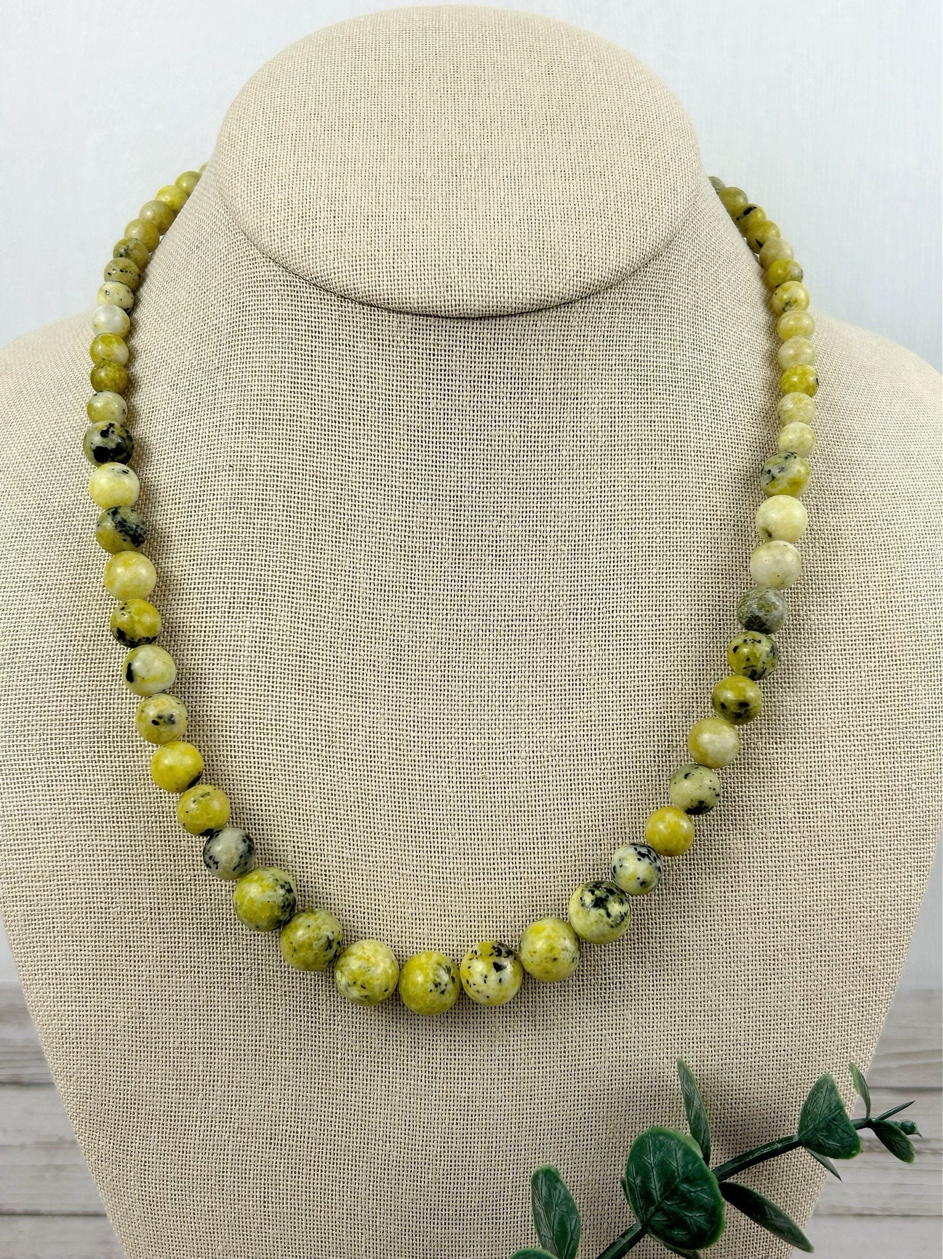 Yellow Turquoise Necklace, Beaded Necklace, Natural Stone Necklace, Gift for her, Healing Necklace, Personalized Necklace, Gemstones Jewelry