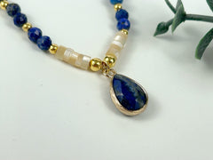 Beaded Necklace, Lapis Lazuli Necklace, Choker Necklace, Natural Stones Jewelry, Healing Crystals, Gift for Her, Personalized Necklace