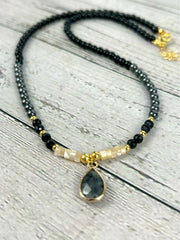 Beaded Necklace, Black Spinel Necklace, Choker Necklace, Natural Stones Jewelry, Healing Crystals, Gift for Her, Personalized Necklace