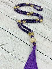 108 Mala Necklace, Amethyst Necklace, Citrine, Prayer Beads Necklace, Mala Beads Bracelet, Meditation Necklace, Handmade Jewelry