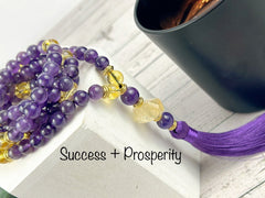 108 Mala Necklace, Amethyst Necklace, Citrine, Prayer Beads Necklace, Mala Beads Bracelet, Meditation Necklace, Handmade Jewelry