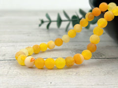 Yellow Agate Necklace, Beaded Necklace, Matte Agate, Gift for Her, Yoga Gemstone Jewelry, Personalized Necklace, Gemstone Necklace