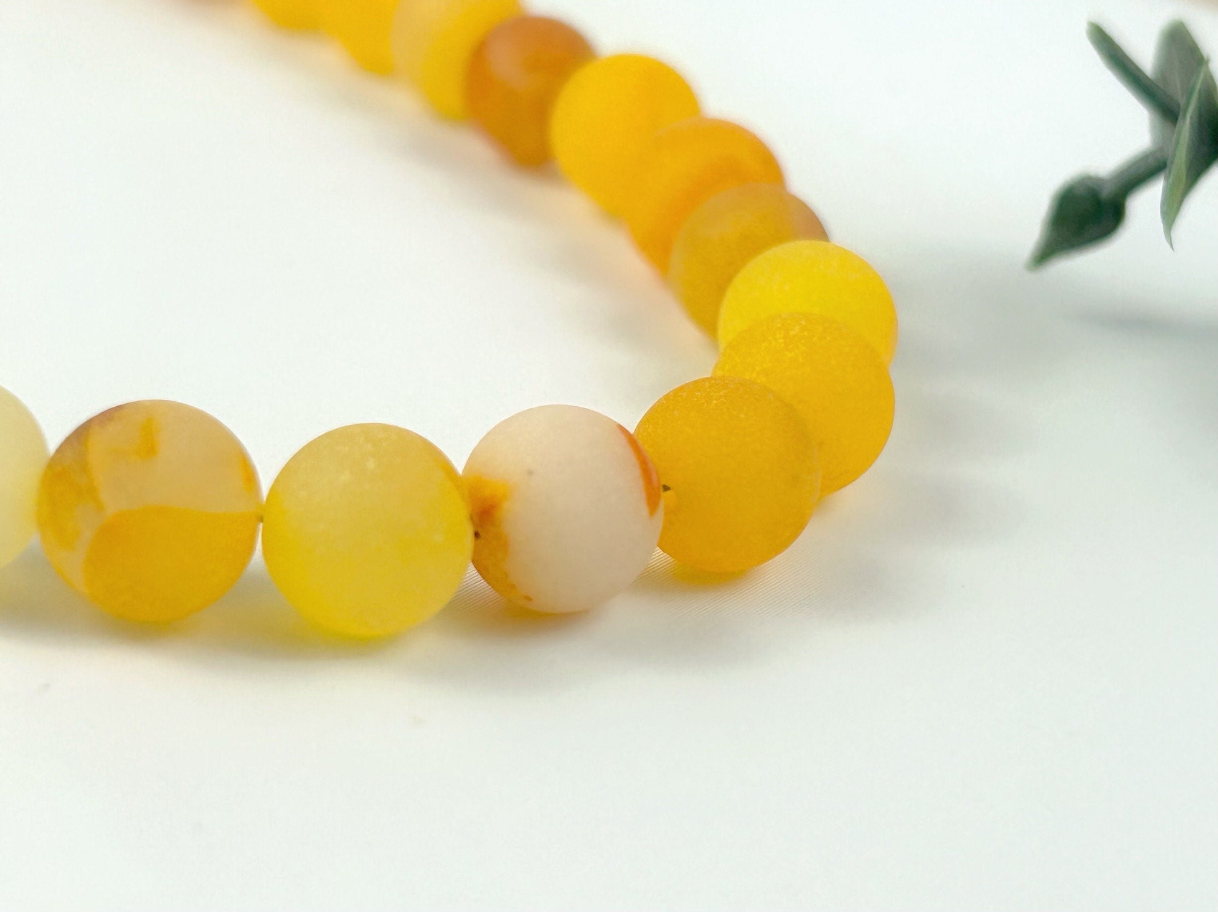 Yellow Agate Necklace, Beaded Necklace, Matte Agate, Gift for Her, Yoga Gemstone Jewelry, Personalized Necklace, Gemstone Necklace