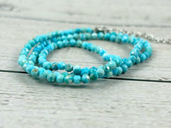 Turquoise Choker Necklace, Dainty Beaded Choker, Turquoise Necklace, Boho Necklace, Gift for Her, Layering Necklace, Blue Beaded Necklace